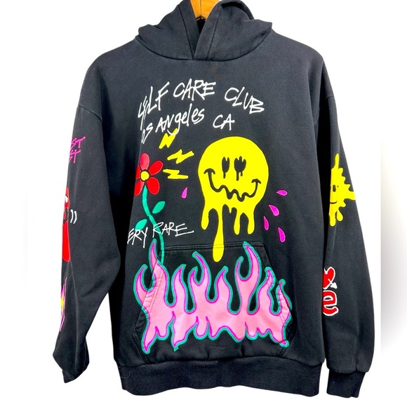 PacSun Tops - PacSun graphic “Self-Care Club” black hoodie, Small, oversized Streetwear